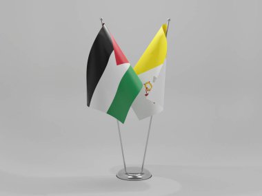 Vatikan - Filistin İşbirliği Bayrakları, Beyaz Arkaplan - 3D Render