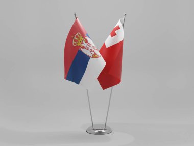 Tonga - Sırbistan İşbirliği Bayrakları, Beyaz Arkaplan - 3D Hazırlama