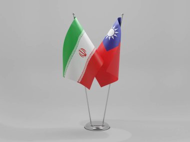 Tayvan - İran İşbirliği Bayrakları, Beyaz Arkaplan - 3D Yapılandırma