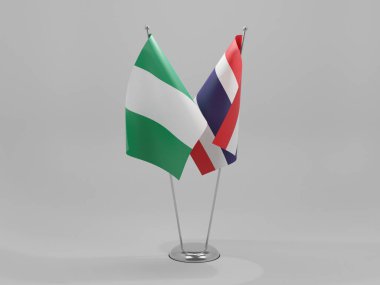 Tayland - Nijerya İşbirliği Bayrakları, Beyaz Arkaplan - 3D Render