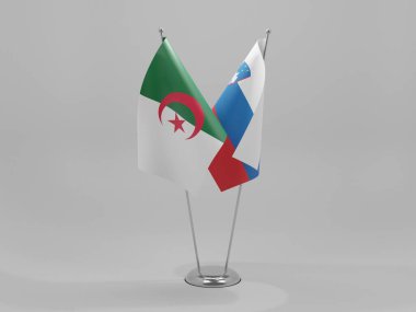 Slovenya - Cezayir İşbirliği Bayrakları, Beyaz Arkaplan - 3D Render