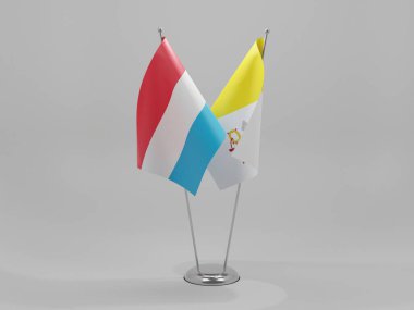 Vatikan - Lüksemburg İşbirliği Bayrakları, Beyaz Arkaplan - 3D Yapılandırma