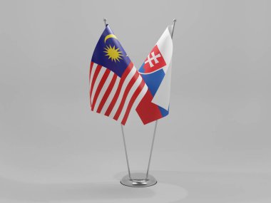 Slovakya - Malezya İşbirliği Bayrakları, Beyaz Arkaplan - 3D Render