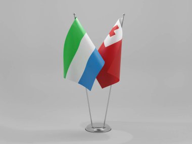 Tonga - Sierra Leone İşbirliği Bayrakları, Beyaz Arkaplan - 3D Render