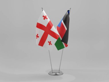 Güney Sudan - Georgia İşbirliği Bayrakları, Beyaz Arkaplan - 3D Render