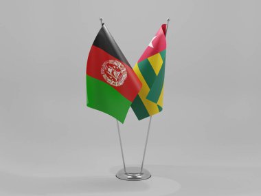 Togo - Afganistan İşbirliği Bayrakları, Beyaz Arkaplan - 3D Yapılandırma