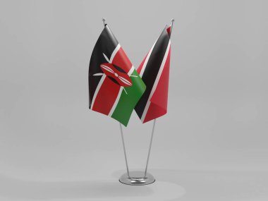 Trinidad ve Tobago - Kenya İşbirliği Bayrakları, Beyaz Arkaplan - 3D