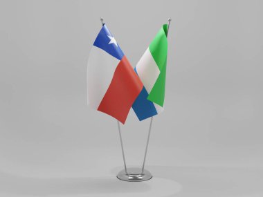 Sierra Leone - Şili İşbirliği Bayrakları, Beyaz Arkaplan - 3D Render