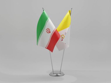 Vatikan - İran İşbirliği Bayrakları, Beyaz Arkaplan - 3D Yapılandırma