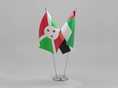 Birleşik Arap Emirlikleri - Burundi İşbirliği Bayrakları, Beyaz Arkaplan - 3D Yapılandırma