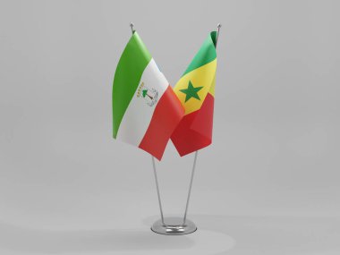 Senegal - Ekvator Ginesi İşbirliği Bayrakları, Beyaz Arkaplan - 3D Render