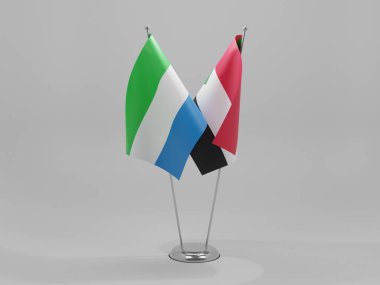 Sudan - Sierra Leone İşbirliği Bayrakları, Beyaz Arkaplan - 3D Render