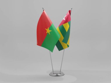 Togo - Burkina Faso İşbirliği Bayrakları, Beyaz Arkaplan - 3D Render