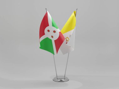 Vatikan - Burundi İşbirliği Bayrakları, Beyaz Arkaplan - 3D Render