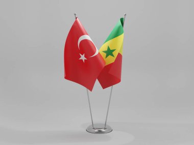 Senegal - Türkiye İşbirliği Bayrakları, Beyaz Arkaplan - 3D Hazırlama