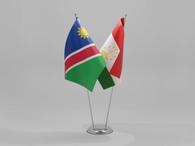 Tacikistan - Namibya İşbirliği Bayrakları, Beyaz Arkaplan - 3D Yapılandırma