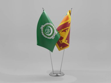 Sri Lanka - Arap Birliği İşbirliği Bayrakları, Beyaz Arkaplan - 3D Render