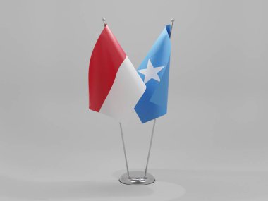 Somali - Monako İşbirliği Bayrakları, Beyaz Arkaplan - 3D Render