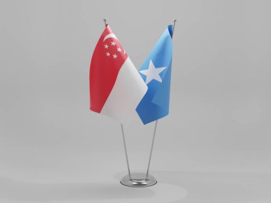 Somali - Singapur İşbirliği Bayrakları, Beyaz Arkaplan - 3D Render