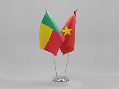 Vietnam - Benin İşbirliği Bayrakları, Beyaz Arkaplan - 3D Yapılandırma