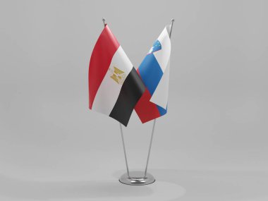 Slovenya - Mısır İşbirliği Bayrakları, Beyaz Arkaplan - 3D Hazırlama
