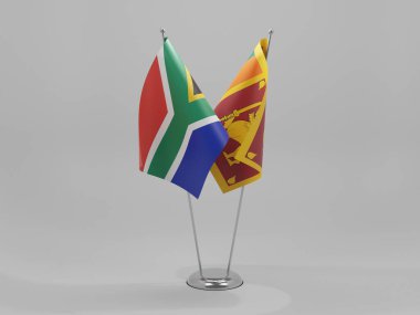 Sri Lanka - Güney Afrika İşbirliği Bayrakları, Beyaz Arkaplan - 3D Render