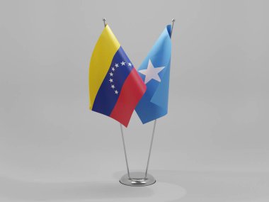 Somali - Venezuela İşbirliği Bayrakları, Beyaz Arkaplan - 3D Render