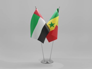 Senegal - Birleşik Arap Emirlikleri İşbirliği Bayrakları, Beyaz Arkaplan - 3D Render