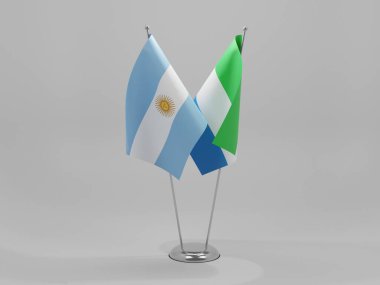 Sierra Leone - Arjantin İşbirliği Bayrakları, Beyaz Arkaplan - 3D Render