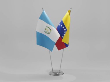 Venezuela - Guatemala İşbirliği Bayrakları, Beyaz Arkaplan - 3D Render