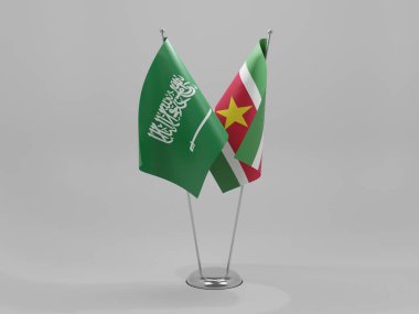 Surinam - Suudi Arabistan İşbirliği Bayrakları, Beyaz Arkaplan - 3D Yapılandırma