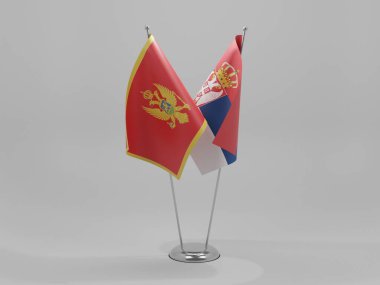 Sırbistan - Karadağ İşbirliği Bayrakları, Beyaz Arkaplan - 3D Hazırlama