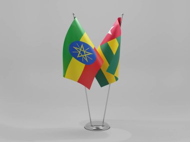 Togo - Etiyopya İşbirliği Bayrakları, Beyaz Arkaplan - 3D Render