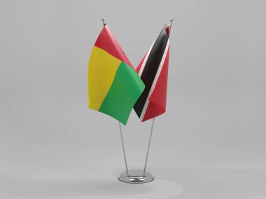 Trinidad ve Tobago - Gine Bissau İşbirliği Bayrakları, Beyaz Arkaplan - 3D Render