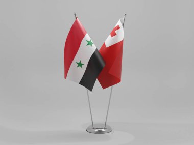 Tonga - Suriye İşbirliği Bayrakları, Beyaz Arkaplan - 3D Render