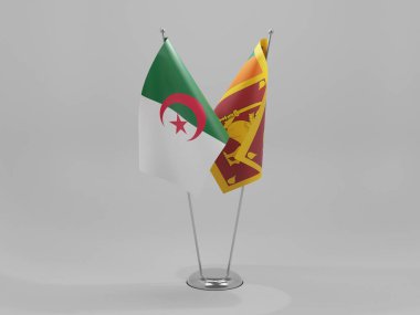 Sri Lanka - Cezayir İşbirliği Bayrakları, Beyaz Arkaplan - 3D Render