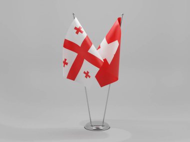 İsviçre - Georgia İşbirliği Bayrakları, Beyaz Arkaplan - 3D Render