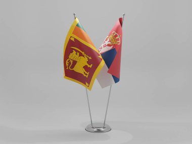 Sırbistan - Sri Lanka İşbirliği Bayrakları, Beyaz Arkaplan - 3D Render