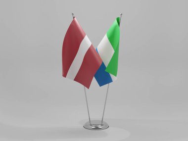 Sierra Leone - Letonya İşbirliği Bayrakları, Beyaz Arkaplan - 3D Render