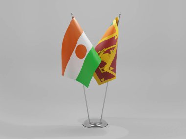 Sri Lanka - Nijer İşbirliği Bayrakları, Beyaz Arkaplan - 3D Render