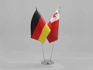 Tonga - Almanya İşbirliği Bayrakları, Beyaz Arkaplan - 3D Hazırlama