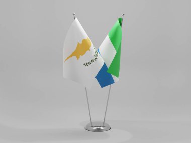 Sierra Leone - Kıbrıs İşbirliği Bayrakları, Beyaz Arkaplan - 3D Render