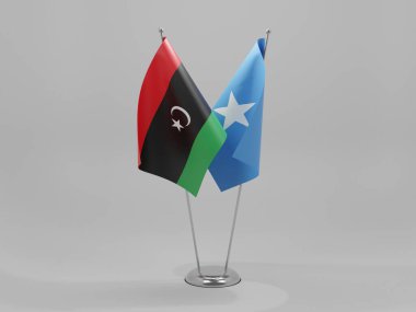 Somali - Libya İşbirliği Bayrakları, Beyaz Arkaplan - 3D Yapılandırma