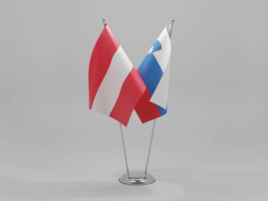 Slovenya - Avusturya İşbirliği Bayrakları, Beyaz Arkaplan - 3D Hazırlama