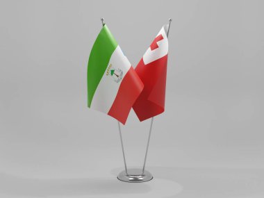 Tonga - Ekvator Ginesi İşbirliği Bayrakları, Beyaz Arkaplan - 3D Yapılandırma