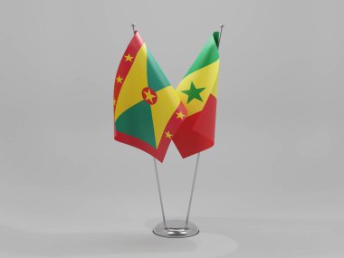 Senegal - Grenada İşbirliği Bayrakları, Beyaz Arkaplan - 3D Renklendirme