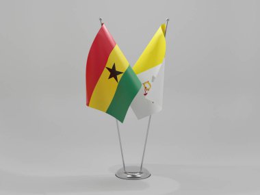 Vatikan - Gana İşbirliği Bayrakları, Beyaz Arkaplan - 3D Render