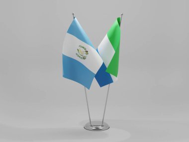 Sierra Leone - Guatemala İşbirliği Bayrakları, Beyaz Arkaplan - 3D Render
