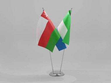 Sierra Leone - Umman İşbirliği Bayrakları, Beyaz Arkaplan - 3D Render
