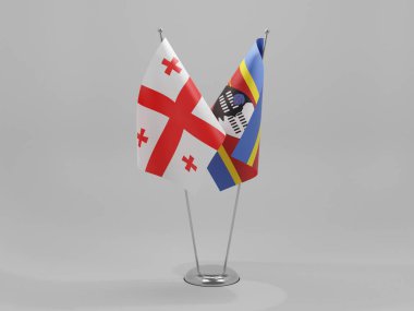 Svaziland - Georgia İşbirliği Bayrakları, Beyaz Arkaplan - 3D Render